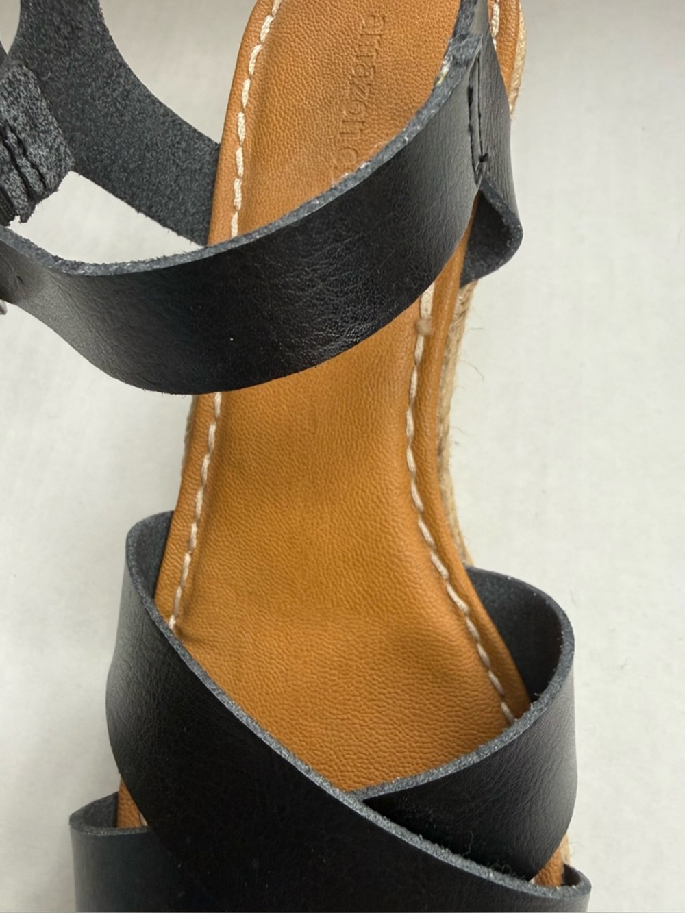 Ankle Strap Espadrille Wedge Sandals Black Tan Size 9 - Picture 14 of 14